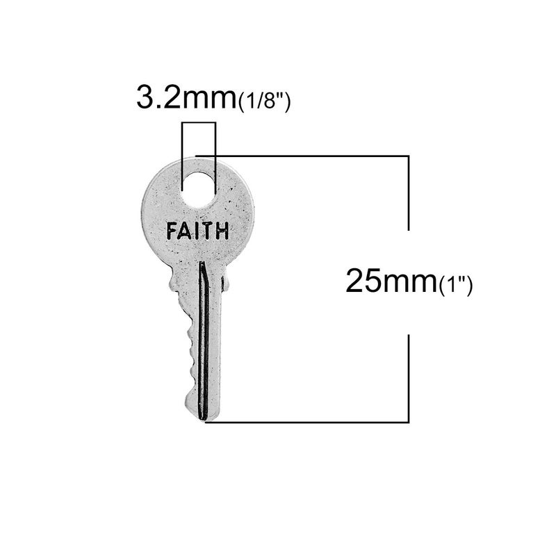 JGFinds Key Charms Small/Tiny Faith Peace Love Inspirational Message, Silver Tone, 1 Inch, 54 Pack (18 of Each) - Image 5